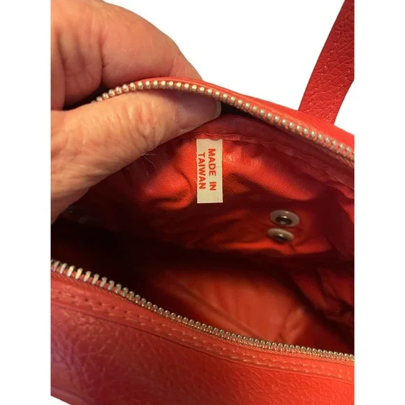 Vintage Womens Travel Bag Coral Outer Pocket Dual Handle Vinyl-Taiwan - Picture 6 of 11